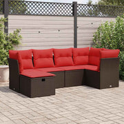 Loungeset 6-delig poly rattan bruin