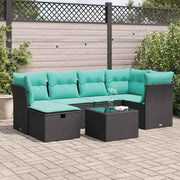 Loungeset 7-delig poly rattan zwart