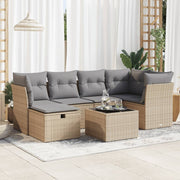 Loungeset 7-delig poly rattan beige