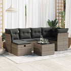 7-delige Loungeset met kussens poly rattan grijs