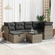 Loungeset 7-delig poly rattan grijs