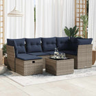 7-piece Lounge Set with Cushions poly rattan grey