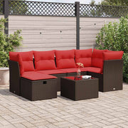 Loungeset 7-delig poly rattan bruin