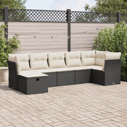 Loungeset 7-delig poly rattan zwart