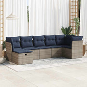 Loungeset 7-delig poly rattan grijs