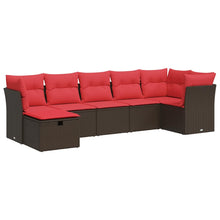 7-delige Loungeset met kussens poly rattan bruin