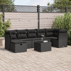 8-delige Loungeset met kussens poly rattan zwart