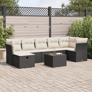 Loungeset 8-delig poly rattan zwart