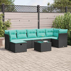 8-piece Lounge Set with Cushions Polyrattan Black
