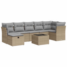 8-delige Loungeset met kussens poly rattan beige