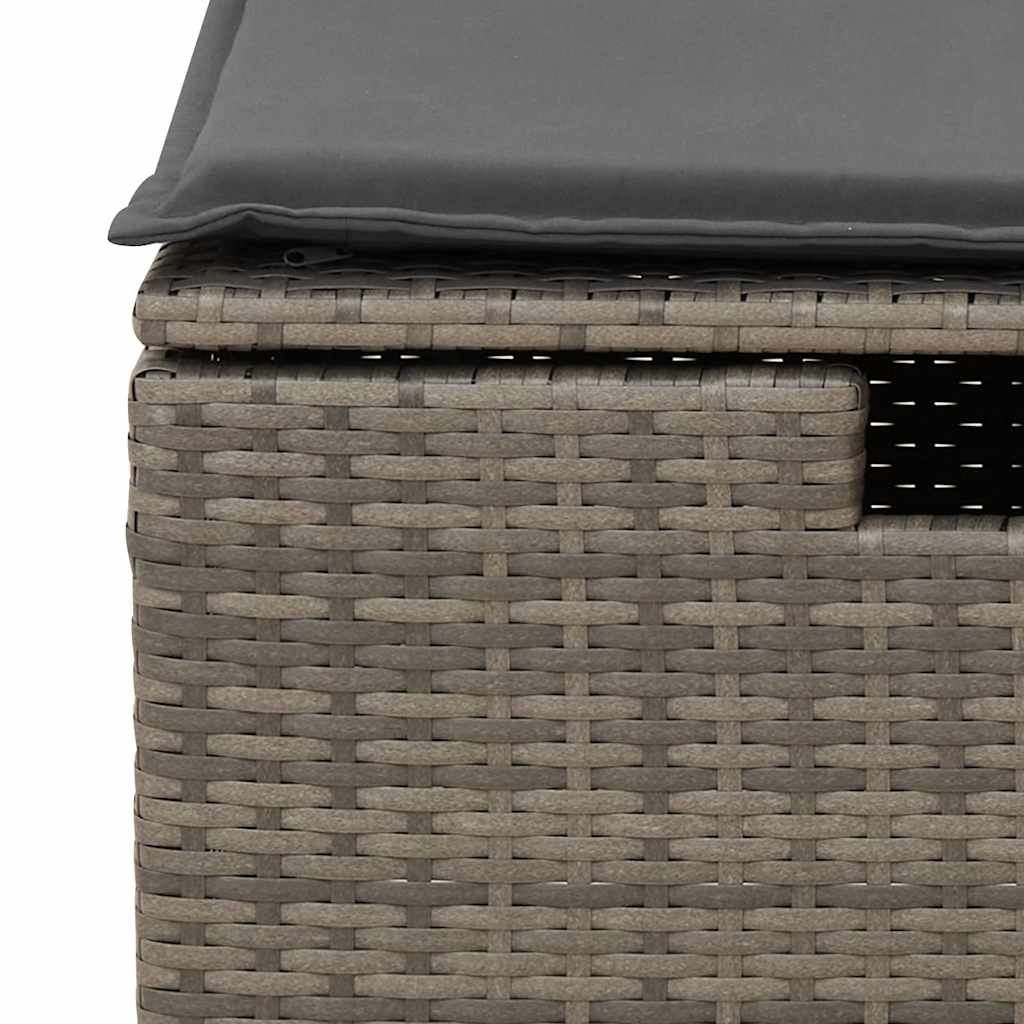 8-delige Loungeset met kussens poly rattan grijs
