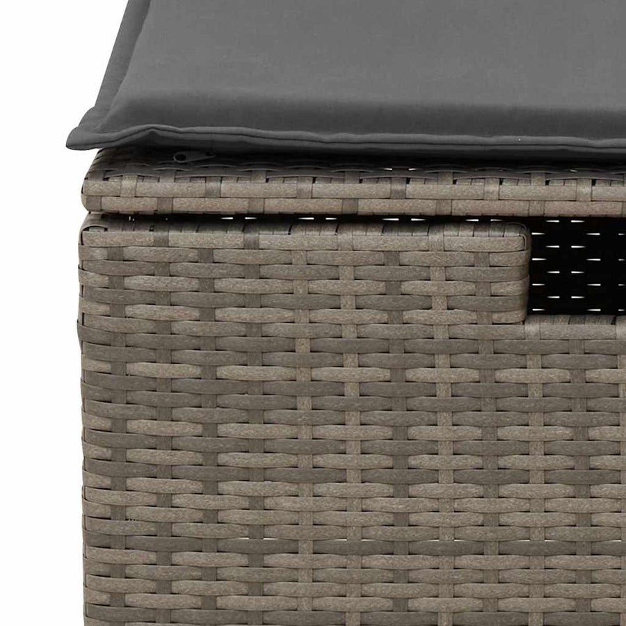 8-delige Loungeset met kussens poly rattan grijs