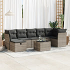 8-delige Loungeset met kussens poly rattan grijs