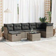 Loungeset 8-delig poly rattan grijs