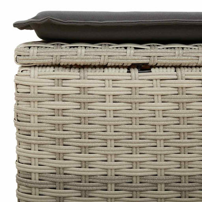 8-delige Loungeset met kussens poly rattan lichtgrijs