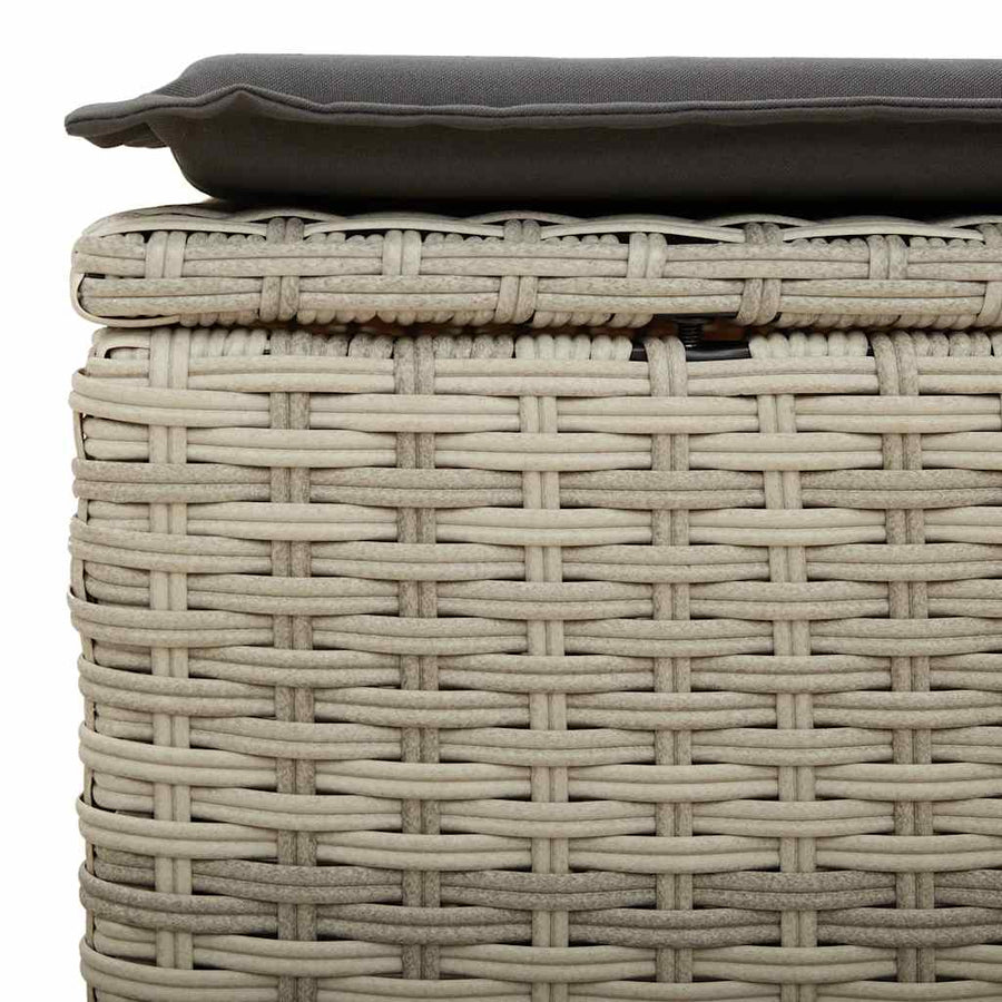 8-delige Loungeset met kussens poly rattan lichtgrijs