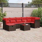 8-piece Lounge Set with cushions poly rattan brown