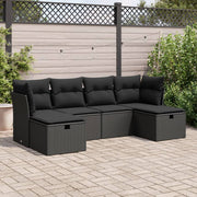 Loungeset 6-delig poly rattan zwart
