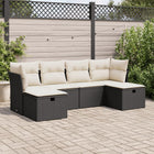 6-piece Lounge Set with Cushions Poly Rattan Black