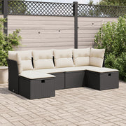 Loungeset poly rattan 6-delig zwart