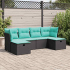 6-piece Lounge Set with Cushions Poly Rattan Black