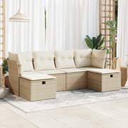 Loungeset 6-delig poly rattan beige
