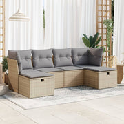 Loungeset 6-delig poly rattan beige