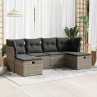 6-piece Lounge Set with Cushions Poly Rattan Grey
