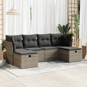 Loungeset 6-delig poly rattan grijs