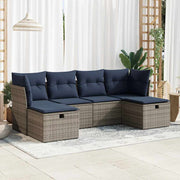 6-piece Lounge Set with Cushions Poly Rattan Grey