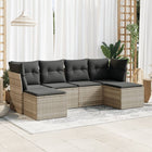 Loungeset 6-delig poly rattan lichtgrijs