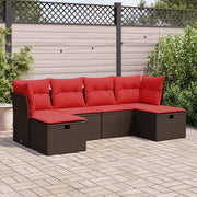 Loungeset 6-delig poly rattan bruin
