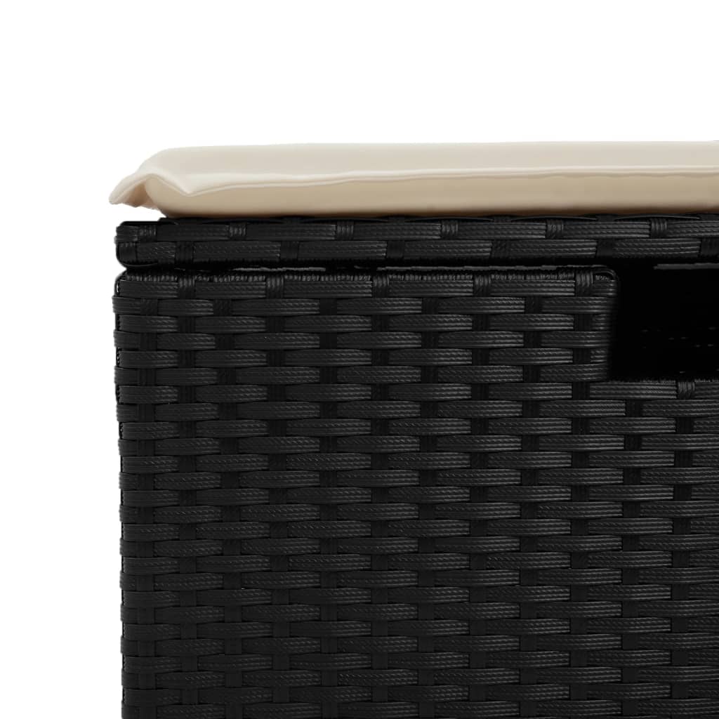 8-delige Loungeset met kussens poly rattan zwart