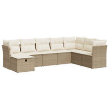 8-delige Loungeset met kussens poly rattan beige