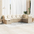 8-delige Loungeset met kussens poly rattan beige