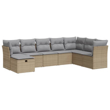 8-delige Loungeset met kussens poly rattan beige