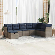 Loungeset 8-delig poly rattan grijs