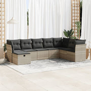 Loungeset 8-delig poly rattan lichtgrijs