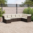 8-delige Loungeset met kussens poly rattan bruin