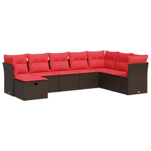 8-delige Loungeset met kussens poly rattan bruin