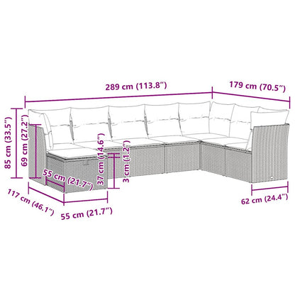 8-delige Loungeset met kussens poly rattan bruin