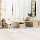 9-delige Loungeset met kussens poly rattan beige