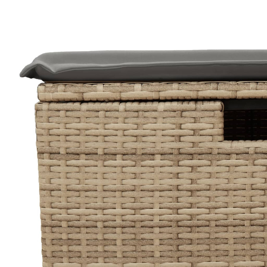 9-delige Loungeset met kussens poly rattan beige