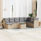 9-delige Loungeset met kussens poly rattan beige