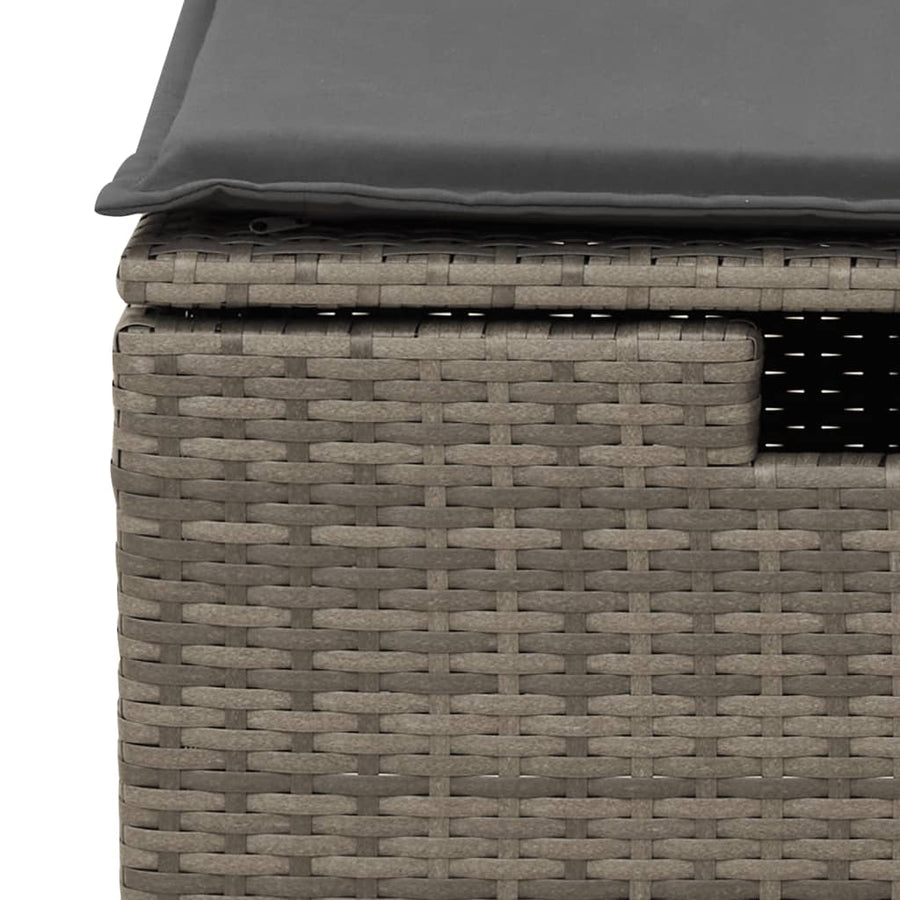 9-delige Loungeset met kussens poly rattan grijs