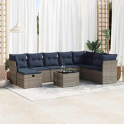 Loungeset 9-delig poly rattan grijs