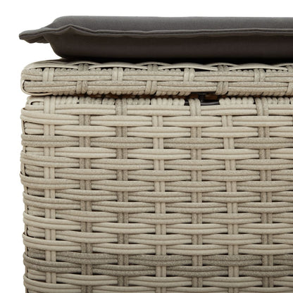 9-delige Loungeset met kussens poly rattan lichtgrijs