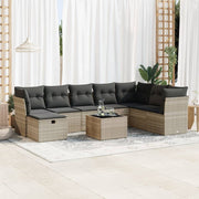 9-piece Lounge Set with Cushions Poly Rattan Light Grey