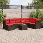 9-piece Lounge Set with Cushions Poly Rattan Brown