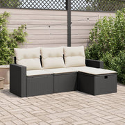 Loungeset 4-delig poly rattan zwart